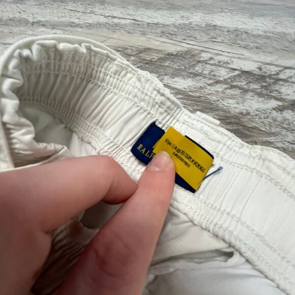 Polo Ralph Lauren White Mens Small Resort Beach Belted Paperbag Shorts Preppy - Picture 5 of 10